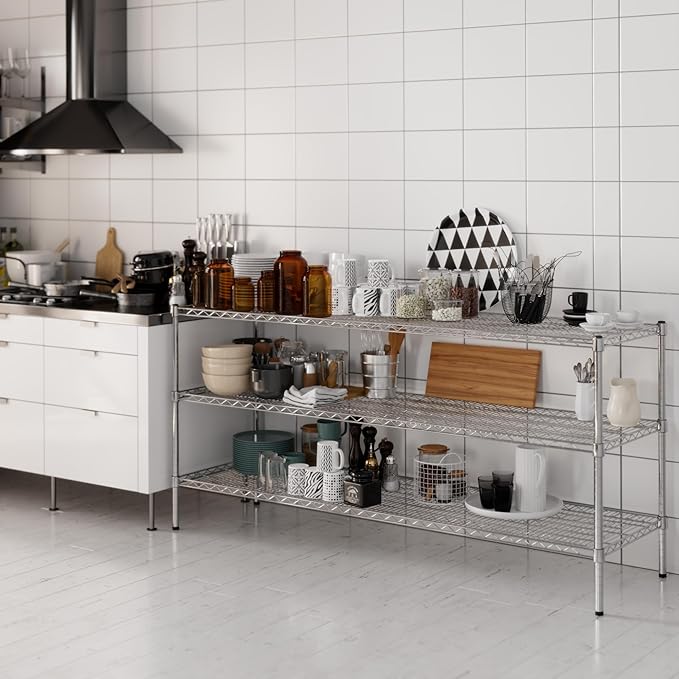 21" Deep x 72" Wide x 34" Height Wire Shelving Kit | 3-Tier | NSF Commercial Storage Rack Unit