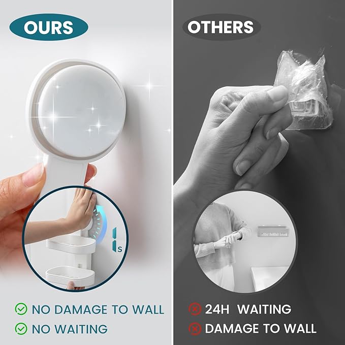 TAILI Soap Holder Soap Dish for Shower, Suction Cup Soap Holder for Shower Wall, Bathroom Accessories, Removable Strong Hold Soap Saver, Drill Free, White 2 Layer