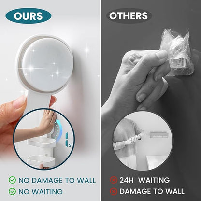 TAILI Soap Holder Soap Dish for Shower, Suction Cup Soap Holder for Shower Wall, Bathroom Accessories, Removable Strong Hold Soap Saver, Drill Free, White 2 Layer