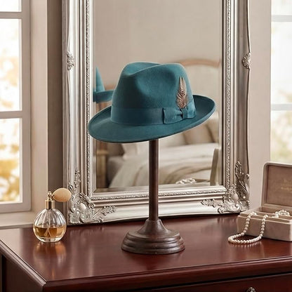 MyGift Hat Holder, Cowboy Hat Rack for Display, Antique Tabletop Wig Stand, Baseball Cap Helmet Organizer, Brown Metal Dome Shape