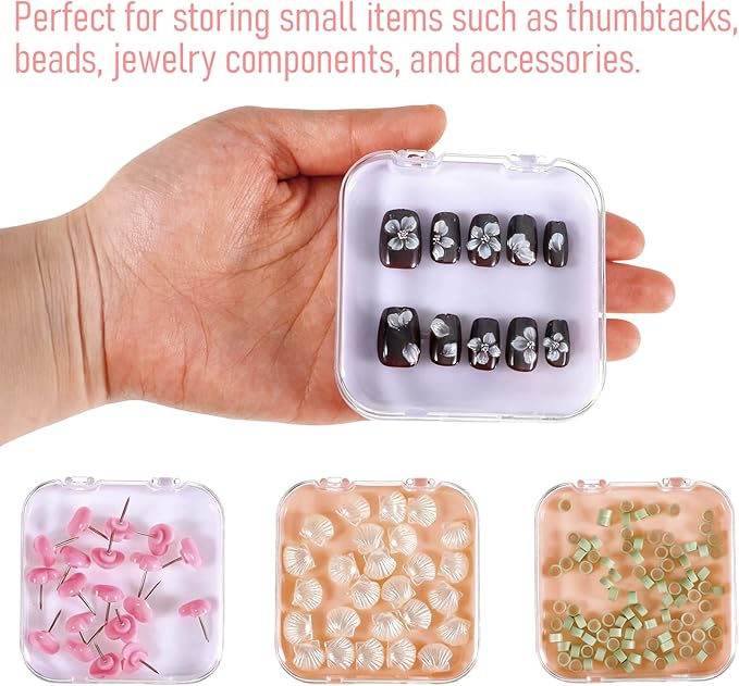 4 Pcs Press on Nail Storage Box with 36 Pcs Adhesive Double Sided Tape, Acrylic Nail Art Display Case, Transparent Storage Organizer for Fake Nails, Nails Salon Business Home Art Supplies