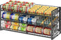 3 Tier Stackable Can Rack Organizer for Pantry Shelf, Adjustable Extra-Long Can Holder for Kitchen Storage, Sturdy Standing Rolling Can Dispenser for Canned Food Goods Drink Soup up to 96, Black