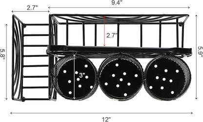 Metal Utensil Caddy with 5 Compartments, Black Mesh Silverware Caddy Organizer, Flatware Storage Holder for Napkins, Plates, Party, Camping, Picnic, Buffet, RV, BBQ, Kitchen, Countertop