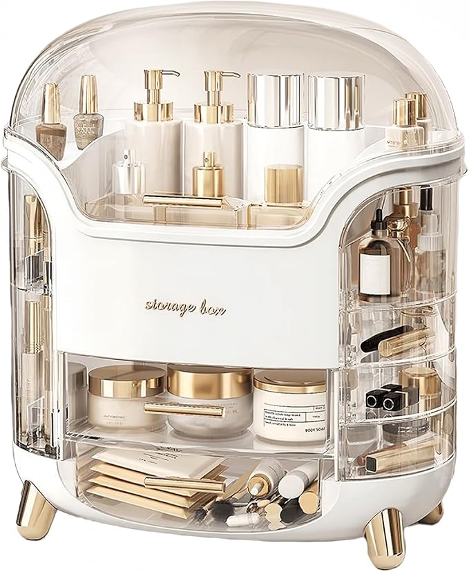 Omeily Large Makeup Organizer Countertop Vanity Organizer Cosmetic Organizer Makeup Storage Box Bathroom Counter Organizer Perfume Skincare Organizers Gift Women Girls Clear Design Easy Visibility
