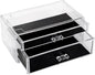 Sea Team Clear Makeup Organizer with Drawers, Acrylic Plastic Cosmetic Display Case, Jewelry Storage Box, Holder for Dresser, Bathroom, Vanity, Countertop (1 Large, 1 Middle Drawers)