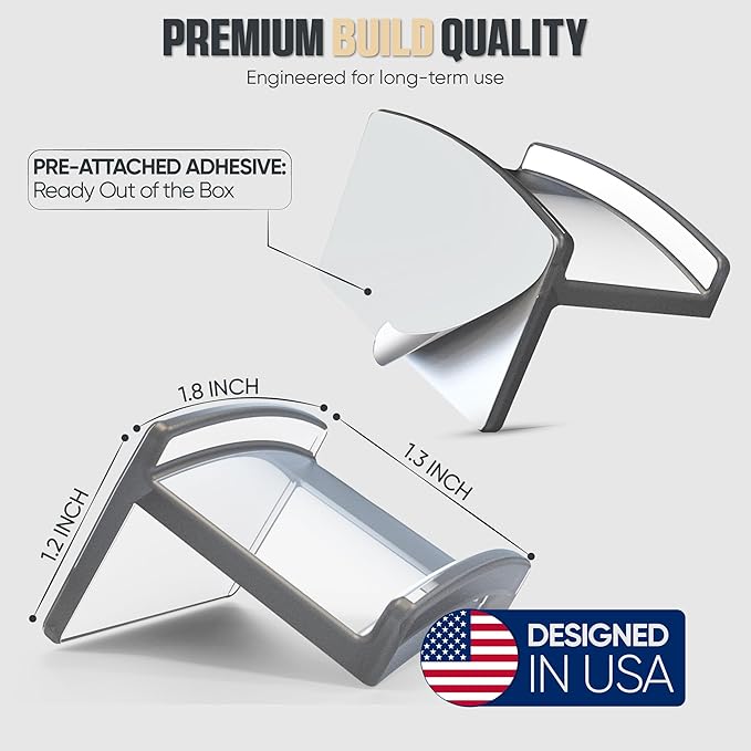 Modern JP Adhesive Hat Hooks for Wall (16-Pack) - Minimalist Hat Rack Design, No Drilling, Strong Hold Hat Hangers - USA Patented, Clear