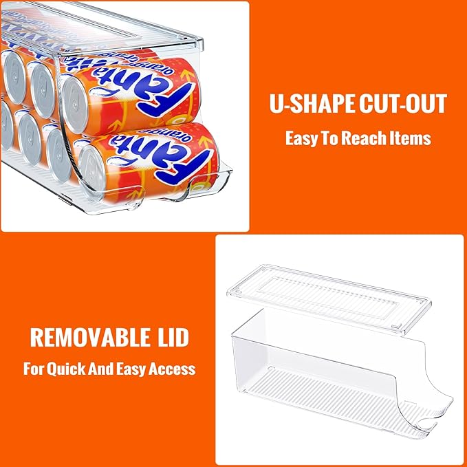 SCAVATA 2 Pack Soda Can Organizer & 1 Pack Skinny Can Organizer for Refrigerator