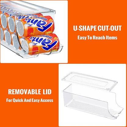 SCAVATA 2 Pack Soda Can Organizer & 1 Pack Skinny Can Organizer for Refrigerator