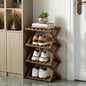 Narrow Shoe Rack, Foldable Bamboo Shoes Shelf for Small Spaces, Multifunctional Vertical Shoe Organizer Tall for Entryway, Closet, Corner, Bedroom, Hallway (Brown, 4 Layers)