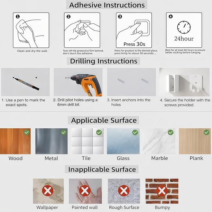 Dyson Airwrap Holder, Aluminum Curling Iron Holder Wall Mount for Dyson Airwrap/Airstraight/Shark Flex Style, Flat IronHolder for Bathroom Storage, White Chochoyah