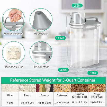 TBMax Rice Storage container 4 Lbs, Small Rice Dispenser with Measuring Cup, Cereal Containers Flour Bin, Kitchen Food Storage Container and Pantry Organizers, Pet Dog Cat Food Dispenser