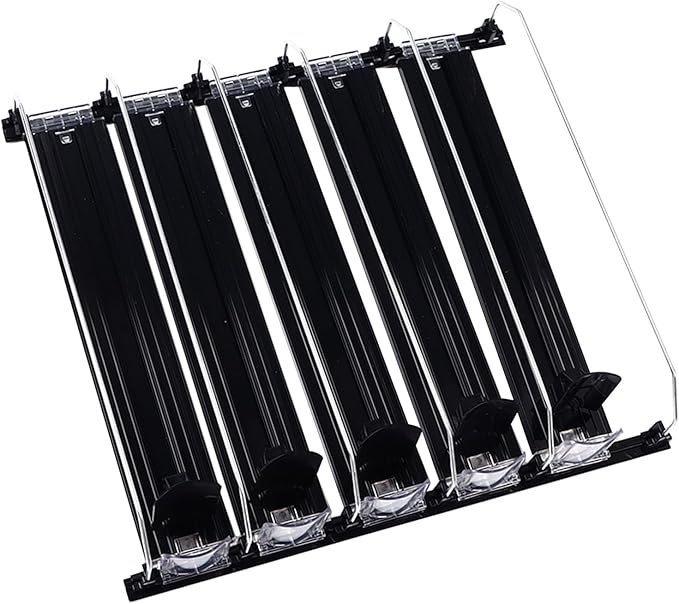 KIMISS Drink Organizer for Fridge Spring Loaded Adjustable Push Rod Slide Rail Soda Can Dispenser for Beer Beverages 38cm Black (Black)