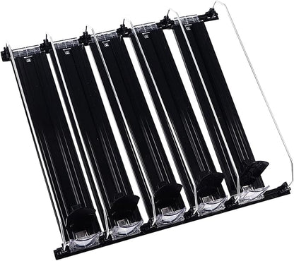 KIMISS Drink Organizer for Fridge Spring Loaded Adjustable Push Rod Slide Rail Soda Can Dispenser for Beer Beverages 38cm Black (Black)