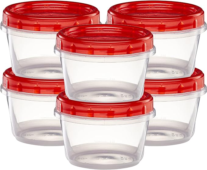 ELEGANT DISPOSABLES (16 Ounce 10 Pack) Twist cap Containers Clear Bottom With Red Top Screw on Lids Twist Top Food Storage Freezer Containers