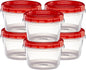 ELEGANT DISPOSABLES (16 Ounce 10 Pack) Twist cap Containers Clear Bottom With Red Top Screw on Lids Twist Top Food Storage Freezer Containers