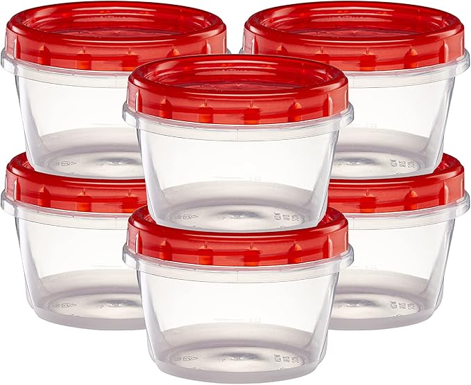 ELEGANT DISPOSABLES (16 Ounce 20 Pack) Twist cap Containers Clear Bottom With Red Top Screw on Lids Twist Top Food Storage Freezer Containers