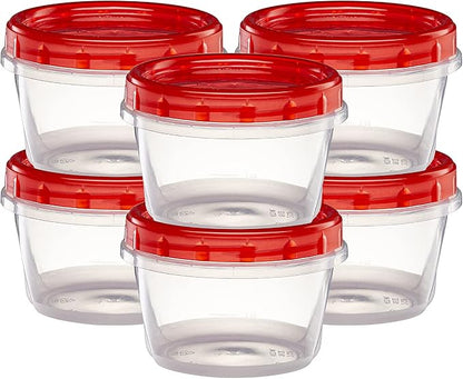 ELEGANT DISPOSABLES (16 Ounce 20 Pack) Twist cap Containers Clear Bottom With Red Top Screw on Lids Twist Top Food Storage Freezer Containers