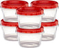 ELEGANT DISPOSABLES (16 Ounce 20 Pack) Twist cap Containers Clear Bottom With Red Top Screw on Lids Twist Top Food Storage Freezer Containers