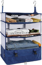 Surblue Hanging Closet Storage Bag Collapsible 3-Shelf Washable Oxford Fabric with 2 Hooks (XL 17.71 * 11.81 * 20in, Blue)