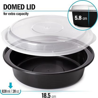 Igluu Meal Prep Containers Reusable (10 Pack) – Round Food Containers with Lids – Stackable, Microwave, Freezer & Dishwasher Safe – 28oz – 1 Compartment – BPA-Free
