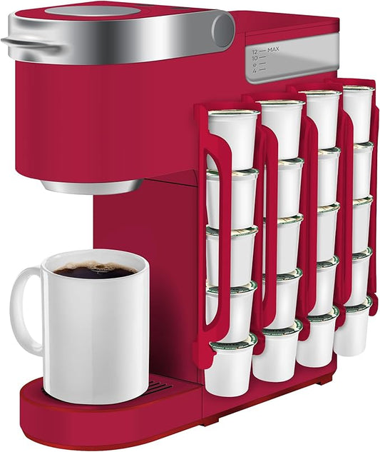 K Cup Holder for Keurig: Coffee Pod Holder for Counter Small Space - Kcup holder for Wall Mount (4, Rose Red)