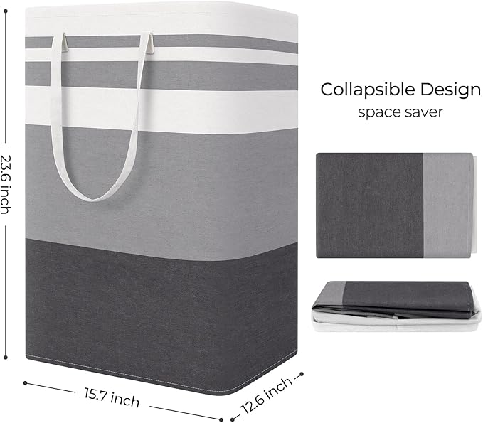 StorageRight Large Collapsible Laundry Basket Hamper with Easy Carry Handles，Freestanding Clothes Hampers for Laundry, Bedroom, Dorm, Towels, Toys, 75L, Gradient Grey