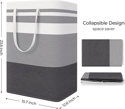 StorageRight Large Collapsible Laundry Basket Hamper with Easy Carry Handles，Freestanding Clothes Hampers for Laundry, Bedroom, Dorm, Towels, Toys, 75L, Gradient Grey