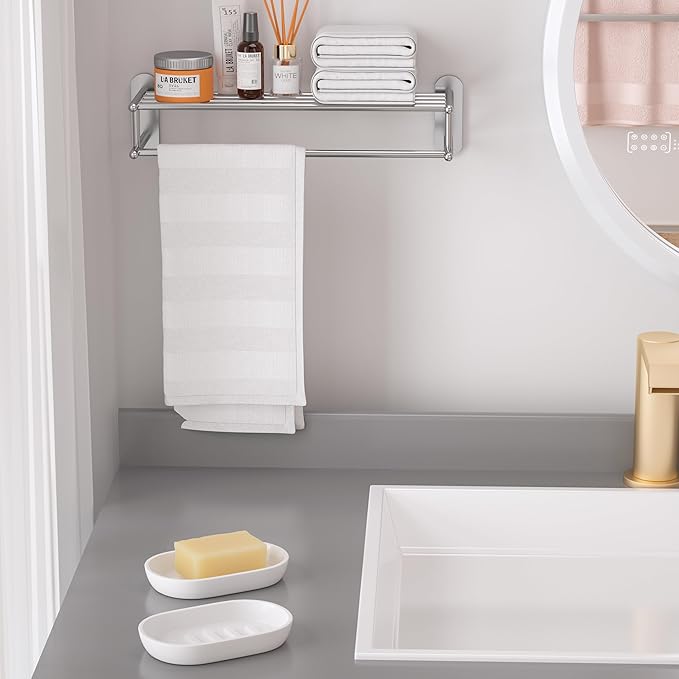 2Pcs/SetBathroom Soap Dishes, Not Plastic！,Bamboo Soap Dishes Holder for Bathroom Shower, Bathroom Sink Soap Dish (White)
