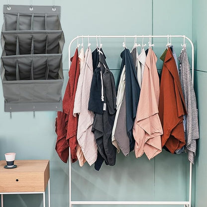 Garneck Multi-layer Wall Hanging Storage Bag over Door Organizer for Shoes Clothes and Essentials No-drill Installation Design Gray