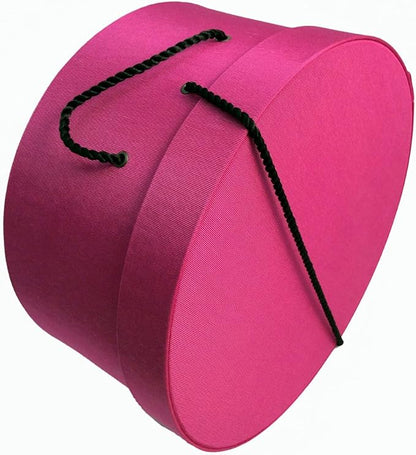 Sarah's Hat Boxes Classic Cerise Hat Box – 11" x 5.5" (Dia. x Ht.) Handmade in USA – Odorless Non-Toxic Adhesive, Cording Handle – Premium Storage for Hats & Accessories