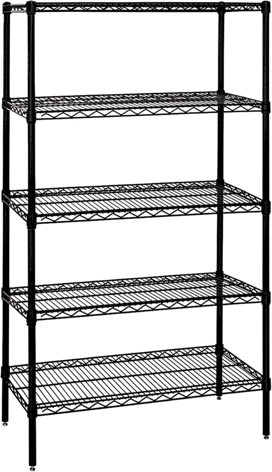 Quantum Storage Systems WR74-3672BK Starter Kit for 74" Height 4-Tier Wire Shelving Unit, Black Finish, 36" Width x 72" Length x 74" Height