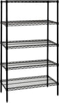 Quantum Storage Systems WR74-3672BK Starter Kit for 74" Height 4-Tier Wire Shelving Unit, Black Finish, 36" Width x 72" Length x 74" Height