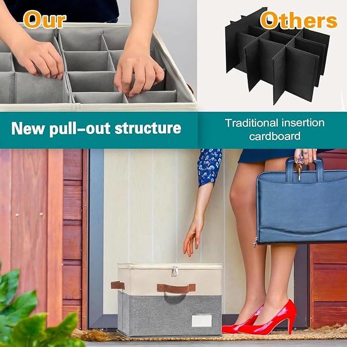 for Shoe Organizer for Closet, Foldable Shoe Storage Bins with Clear Cover