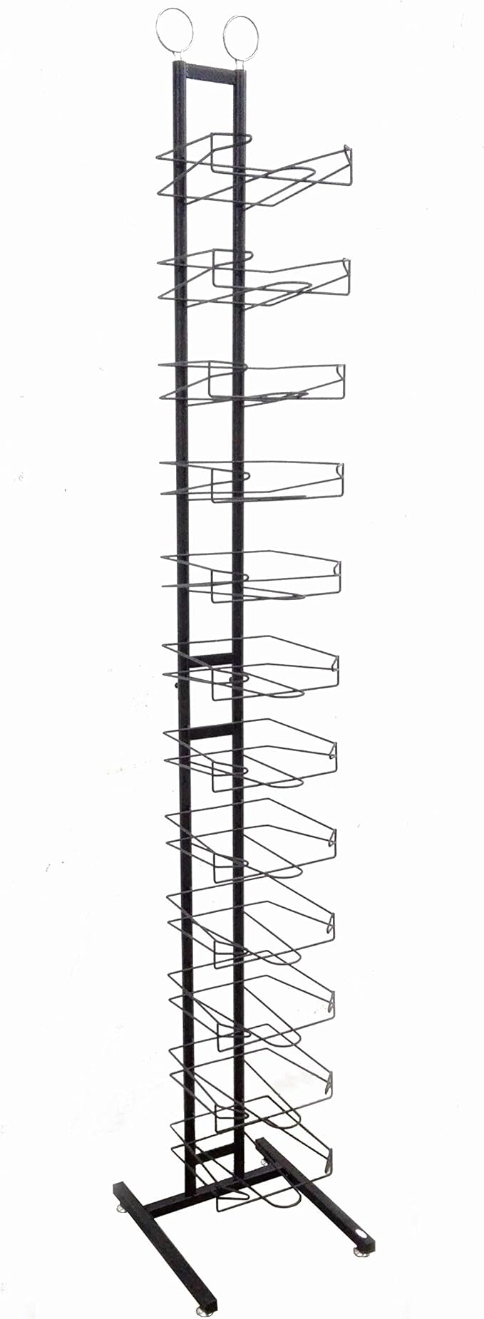 FixtureDisplays 12-Tier Hat Display Rack 12.5" Wide x 75" high x 14.5" deep 18165-BLACK-NEW-NPF