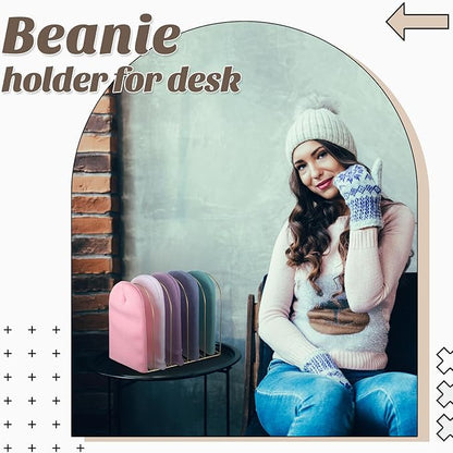 Hicarer 2 Pcs Heavy Duty Beanie Holder Organizer Knitted Hat Storage Rack Metal Cap Display Stand for Winter Swimming Hat Display Home Entryway Tabletop Bedroom Closet Dresser Room Office (Gold)