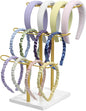 Headband Organizer Metal 3-Tier Hair Hoop Display Stand Headband Holder Organizer Storage Hair Ropes Accessories Bracelets Bangles Bedroom College Dorm Decor for Girls Women, Gold