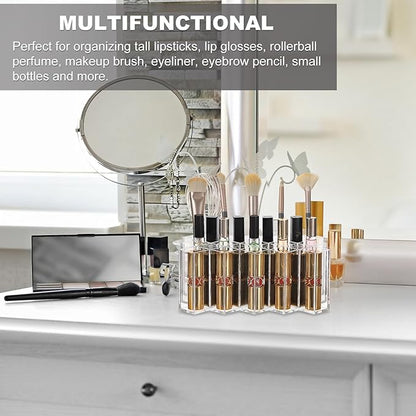 ELLDOO Rollerball Perfume Organizer, 23 Spaces Clear Acrylic Perfume Storage Holder Beauty Scent Holder, Stackable Makeup Lipgloss Lipstick Display Case Lip Gloss Storage Stand (5-Tier)