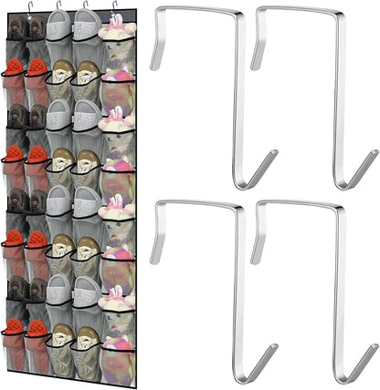 Windyun 40 Over The Door Shoe Organizer, Large Mesh Pocket Hanging Shoe Rack Hanger Large Capacity Gray Behind The Door Storage Holder for Dorm College Closet Entryway Bedroom Utility Room Women Men