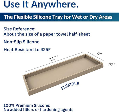 Spacewiser Countertop and Vanity Tray - 11.7" Silicone Bathroom Tray, Flexible Dish Soap Holder for Kitchen, Bathroom Counter Organizer, Shower Toilet Tank Trays Décor Accessories, Sink Makeup Mat Oil