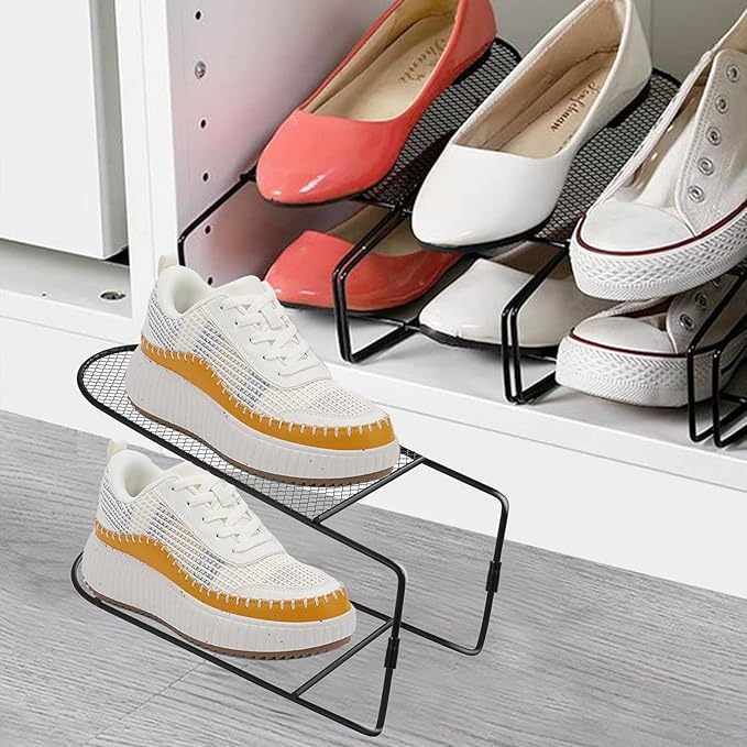 20Pack Shoe Slots Organizer Metal Shoe Stacker Shoe Storage Organizers for Closet Space Saver 50% Shoe Rack Holder for a Pair of Shoes (Black)