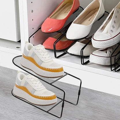 12Pack Shoe Slots Organizer Metal Shoe Stacker Shoe Storage Organizers for Closet Space Saver 50% Shoe Rack Holder for a Pair of Shoes (Black)