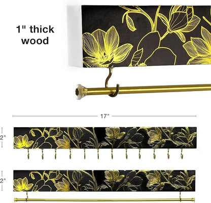 2 Piece Fashion Jewelry Holder Set (Black and Gold Floral)