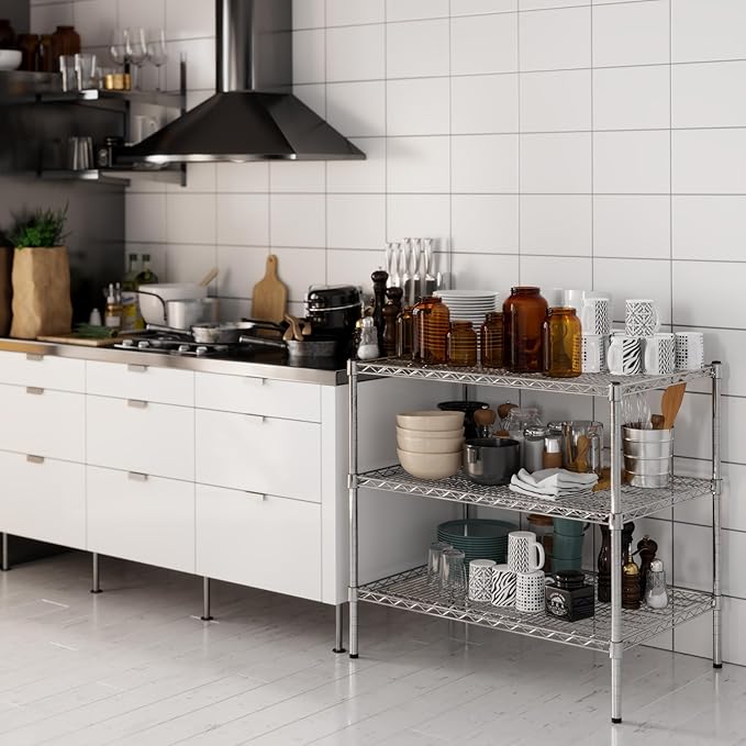 24" Deep x 36" Wide x 34" Height Wire Shelving Kit | 3-Tier | NSF Commercial Storage Rack Unit