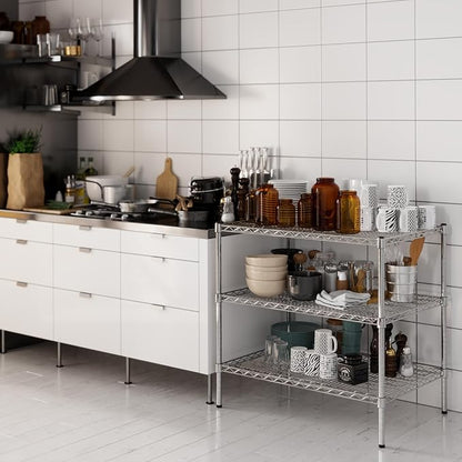 24" Deep x 36" Wide x 34" Height Wire Shelving Kit | 3-Tier | NSF Commercial Storage Rack Unit