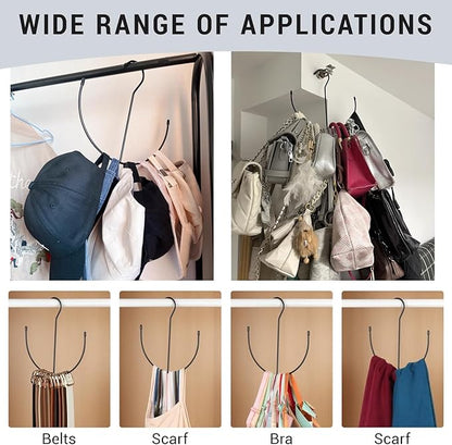 LOGJAM 3 Pack Belt Hanger for Closet, Metal Hat Hanger, Belt Organizer for Ties, Scarves, Camisoles, Hats, Shoes