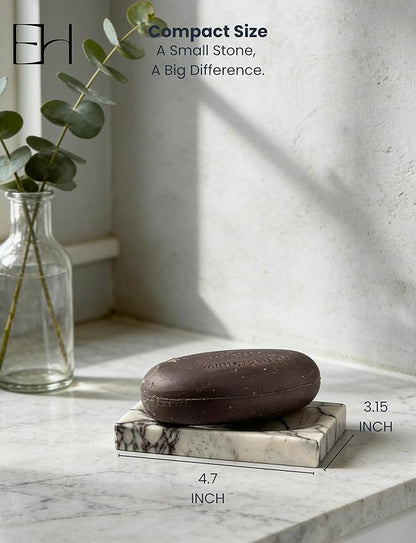 Marble Soap Dish for Shower - Stone Soap Tray Holder, Natural Soap Bar Holder Countertop Caddy, Marble Bathroom Accessories (Calacatta Violet)