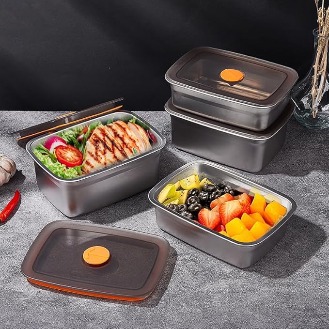 GIUOIDUO 20 PCS Food Storage Containers with Lids Airtight (10 Containers & 10 Lids)，stainless steel food containers leak proof storage box with lid Locking Food Storage Container freezer storage