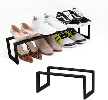 QUALIAZERO Expandable Shoe Rack Organizer for Closets, Entryways, Hallways, Bedrooms, Living Rooms, Kitchens, Bathrooms, Laundry Rooms (Onyx Shadow, 2 Pack)