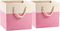 PRANDOM Large Foldable Cube Storage Bins 13x13 inch [2-Pack] Fabric Linen Storage Baskets Cubes Drawer with Cotton Handles Organizer for Shelves Nursery Closet Bedroom Pink