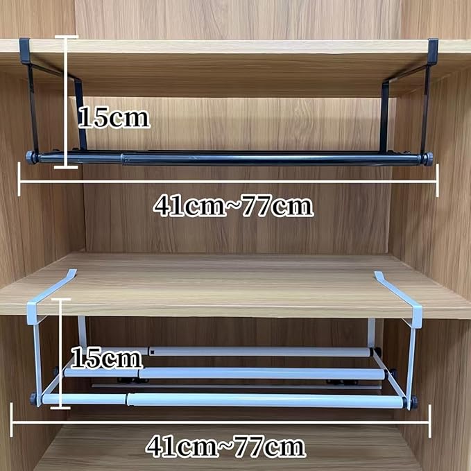 Expandable Shoe Rack & Hanging Shoe Organizer, Adjustable Under Shelf Storage for Closet, 16.5"-31.5" Space Saving Rack for Closet Pantry Laundry Room